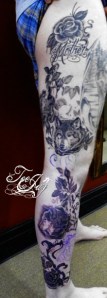 Wolf Vine with Roses tattoo