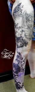Wolf Vine with Roses tattoo