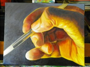 stage photo of hand painting