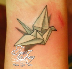 paper crane tattoo