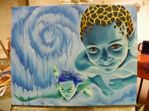 underwater kids painting