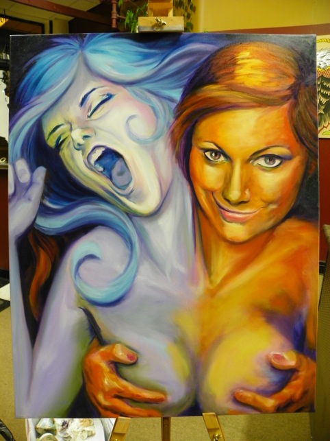 fire and ice painting in progress