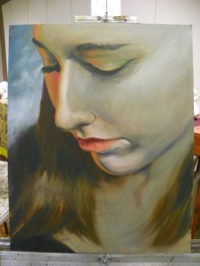 painting of Jessica in progress