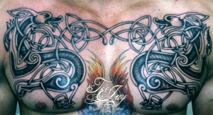 celtic dog chest tattoo
