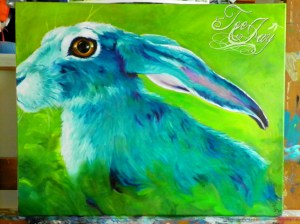 Blue Rabbit Oil Painting