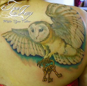 owl keys tattoo