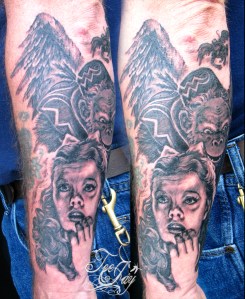Dorothy and the Flying Monkey tattoo