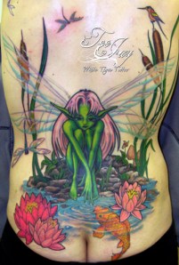 Fairy at water edge tattoo