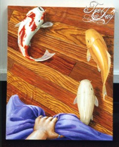 Hardwood koi painting