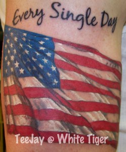 realistic flag tattoo