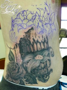 Sugar Skull tattoo in progress