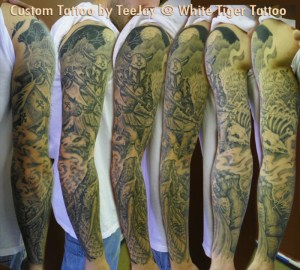Knight Dragon sleeve tattoo