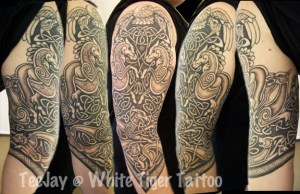 Celtic Half Sleeve with dogs 