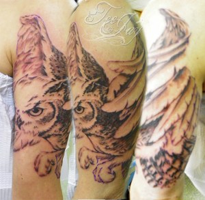 Owl tattoo - first session