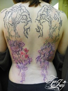 cherry blossom wing tattoo