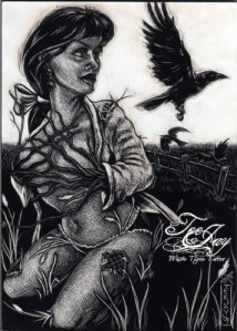 Mrs Scarecrow scratchboard