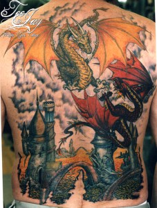 fighting dragons tattoo