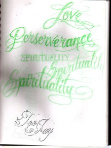 tattoo style lettering practice