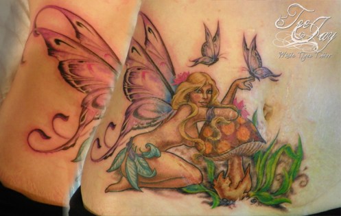 fairy tattoo covering stretch marks