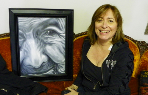 Sandy with She Has Seen painting