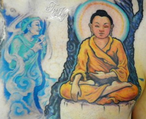 Buddha Enlightenment tattoo in progress