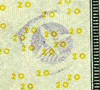 plane stamped on $20