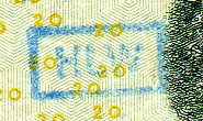 HLW stamp on twenty dollar bill
