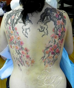 Cherry Blossom Wings tattoo in Progress