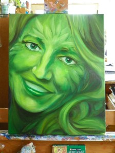 GreenWoman painting in progress