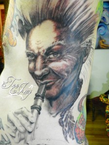 Kokopelli tatttoo in progress