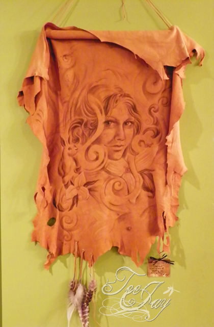 deer hide wall hanging