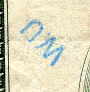 blue W.U. stamp on hundred dollar bill