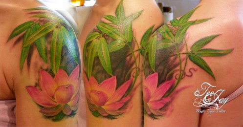 Lotus with Bamboo tattoo