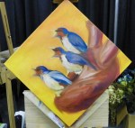 TeeJay heart and birds painting in progress