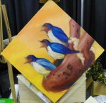 Heart and birds painting in progress