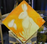 bird and bunny painting in progress