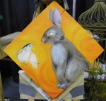 TeeJay bird and bunny painting in progress