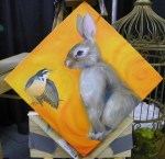 bird and bunny painting in progress