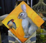 TeeJay bird and bunny painting in progress