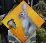 TeeJay bird and bunny painting in progress