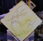 TeeJay bird and skull painting in progress