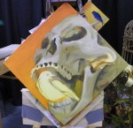 TeeJay skull and bird painting in progress