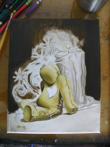 voodoo doll painting in progress