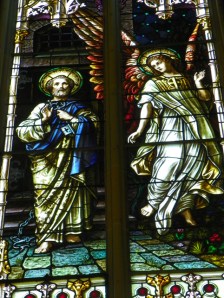 Receiving the Keys to Heaven stained glass