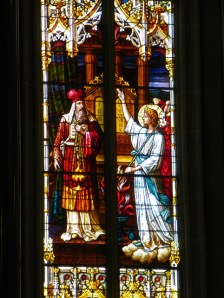 Moses receiving Commandments in Stained Glass