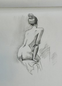 figure drawing seated female back