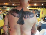 Rick's crow tattoo in progress