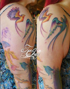 Rainbow Goblin sleeve tattoo