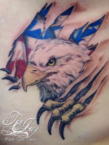 Eagle Flag tear-out tattoo