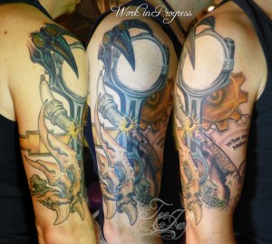 John's half sleeve tattoo in progress